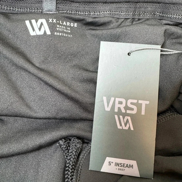 VRST Men’s NWT Men’s Shorts Black 5 inch inseam Built in Brief XXLARGE - Picture 6 of 8